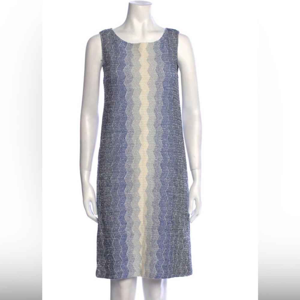 St. John classic blue and cream midi dress sz  chic summer wedding look